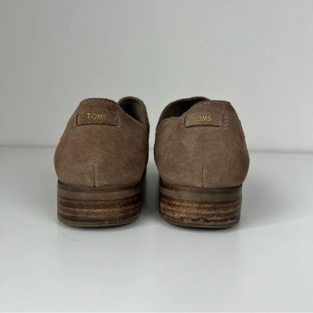 TOMS‎ Suede Loafers Womens 7.5 Brown Slip On Flats Comfort Casual Minimalist